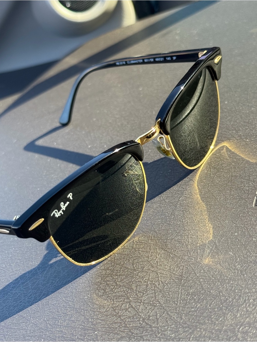 Ray-Ban Clubmaster Polarized Sunglasses in Black/Gold